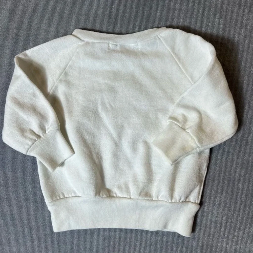 Vintage OshKosh B'gosh Kids 18M Spellout Sweatshirt White Raglan Pink Teal